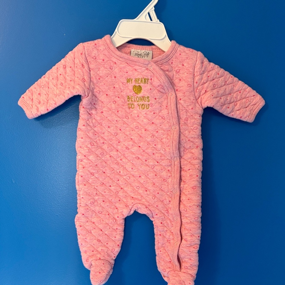 Rene Rofe Baby Pink Quilted Footie